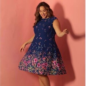 London Times A-Line,  Fit n Flare dress + matching cardigan!
Super Flattering!!